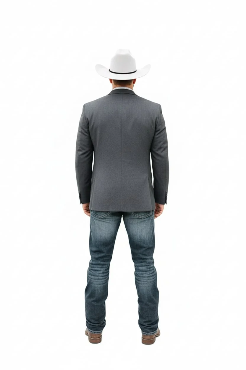 Mens Western Style Blazer – Classic Gray Cowboy Suit Jacket for Weddings, Country Events and Formal Wear in Grey Color - Image 2