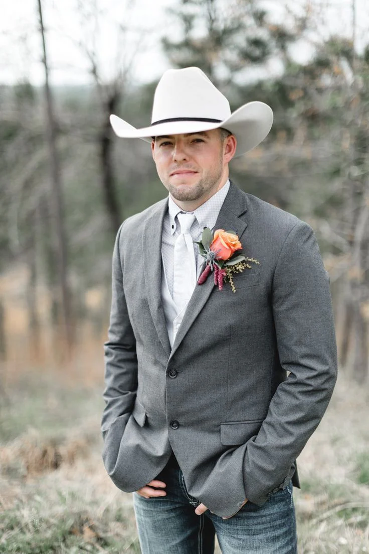 Mens Western Style Blazer – Classic Gray Cowboy Suit Jacket for Weddings, Country Events and Formal Wear in Grey Color - Image 7