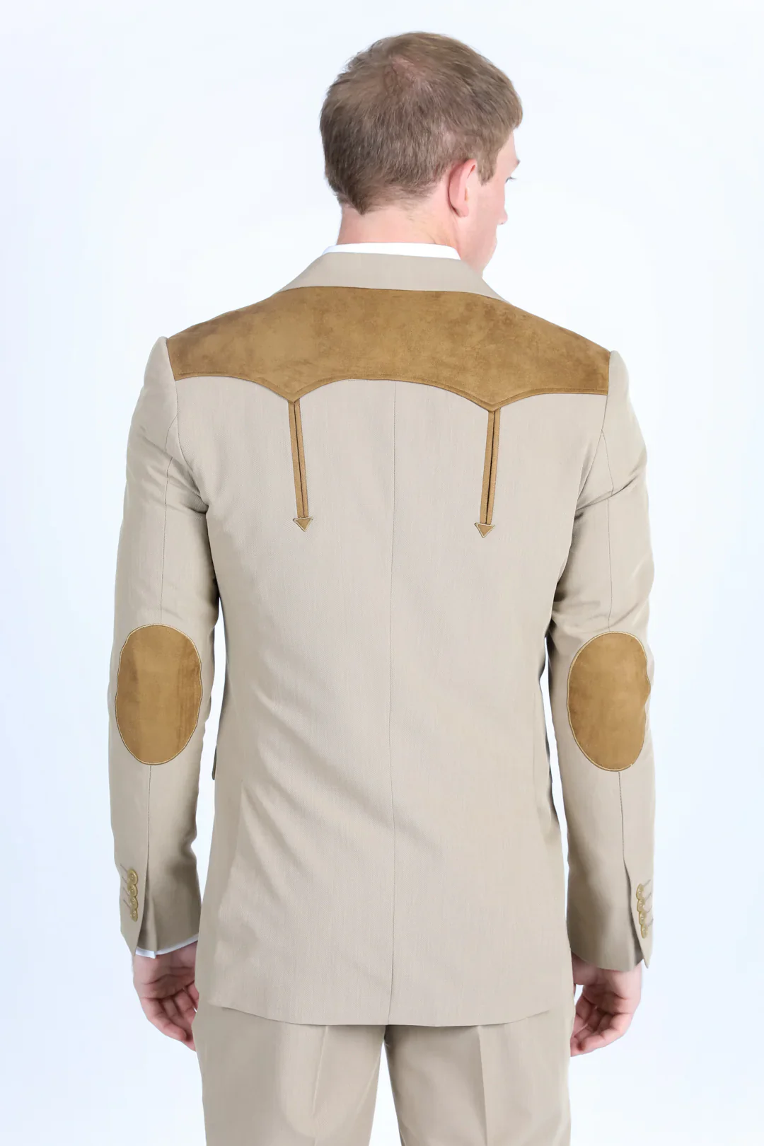 Mens Western Style Suit Coat – Premium Suede Yokes with Elbow Patch Detail - Image 6