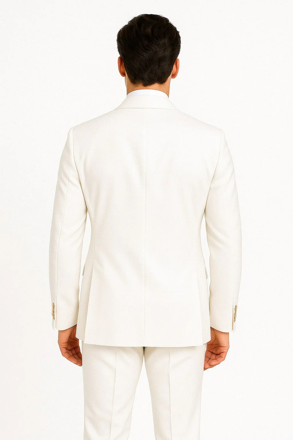 Mens White Double-Breasted Suit with Gold Buttons ƒ?? Formal Slim Fit 2-Piece Set - Image 3