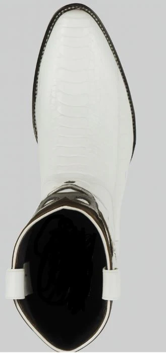 Mens White Ostrich Boots J-Toe - Image 3