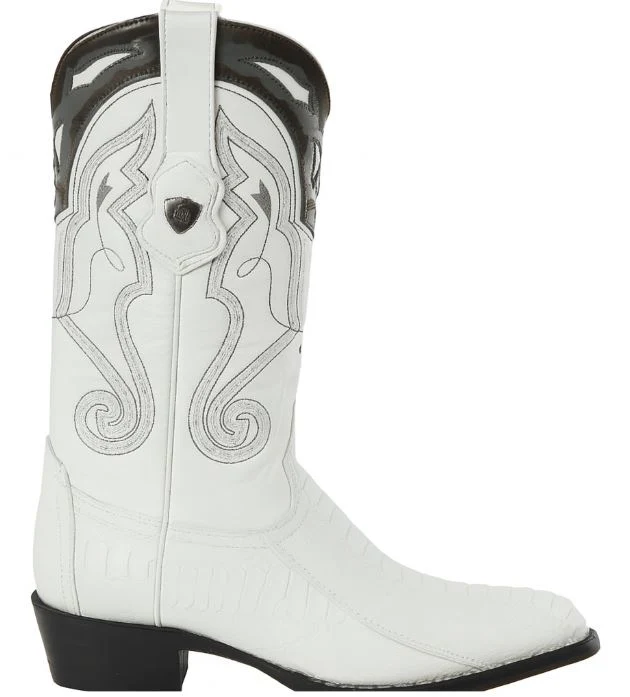 Mens White Ostrich Boots J-Toe - Image 5