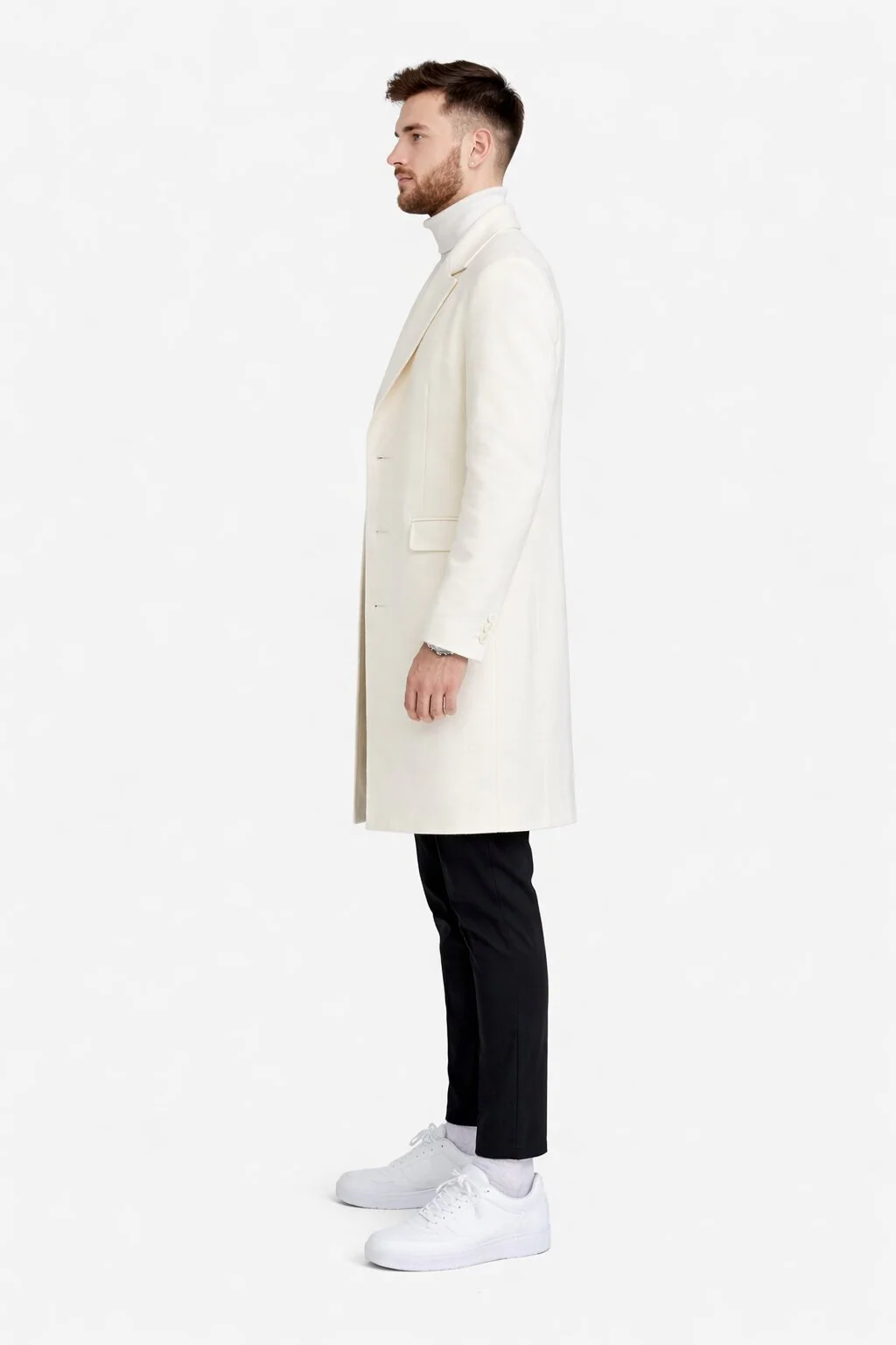 Mens White Overcoat - White Topcoat For Men - Image 2