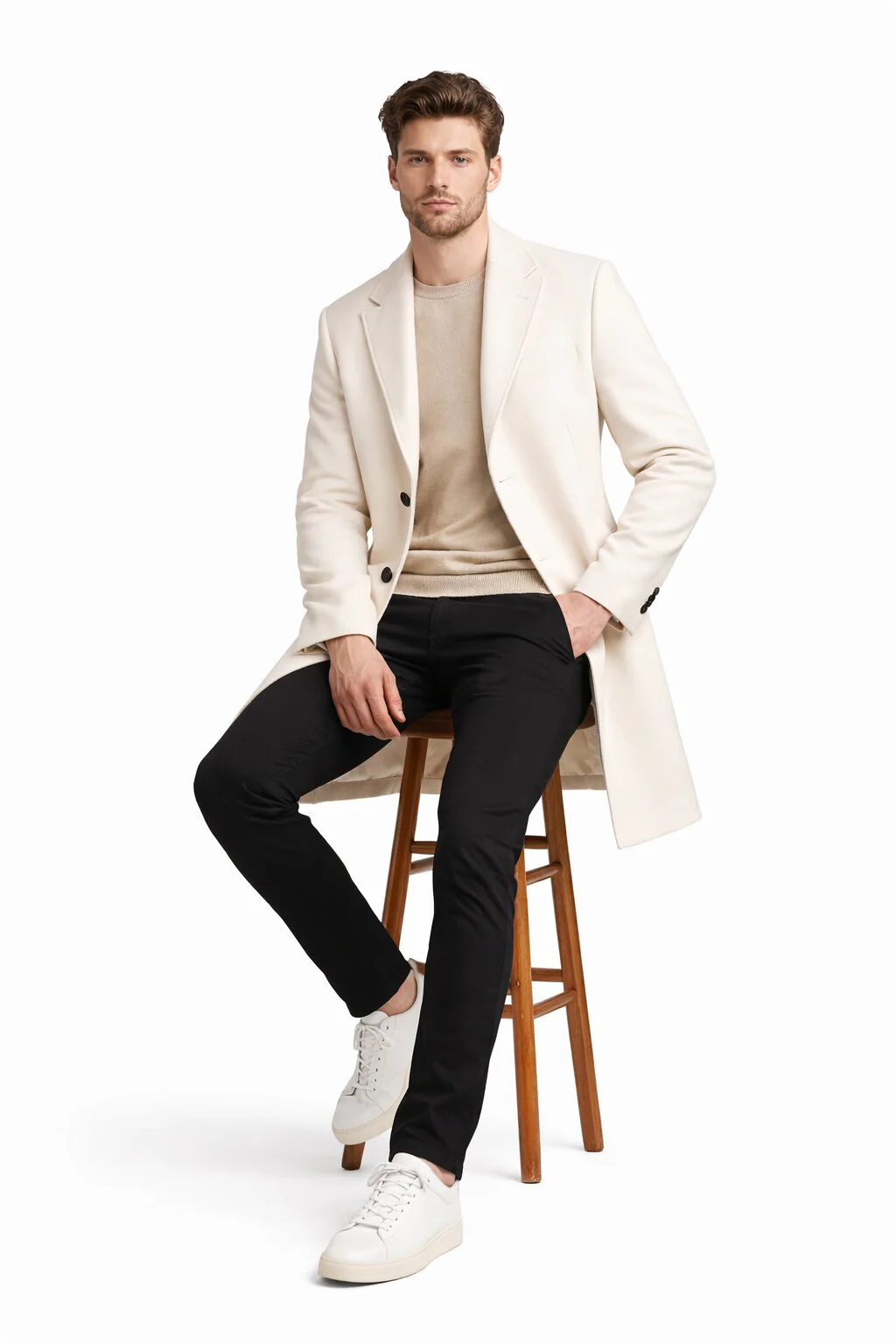 Mens White Overcoat - White Topcoat For Men - Image 4
