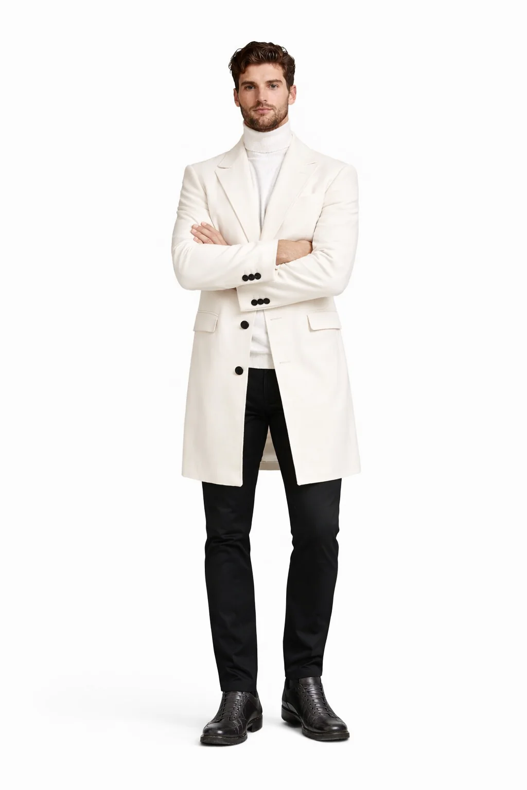Mens White Overcoat - White Topcoat For Men - Image 5