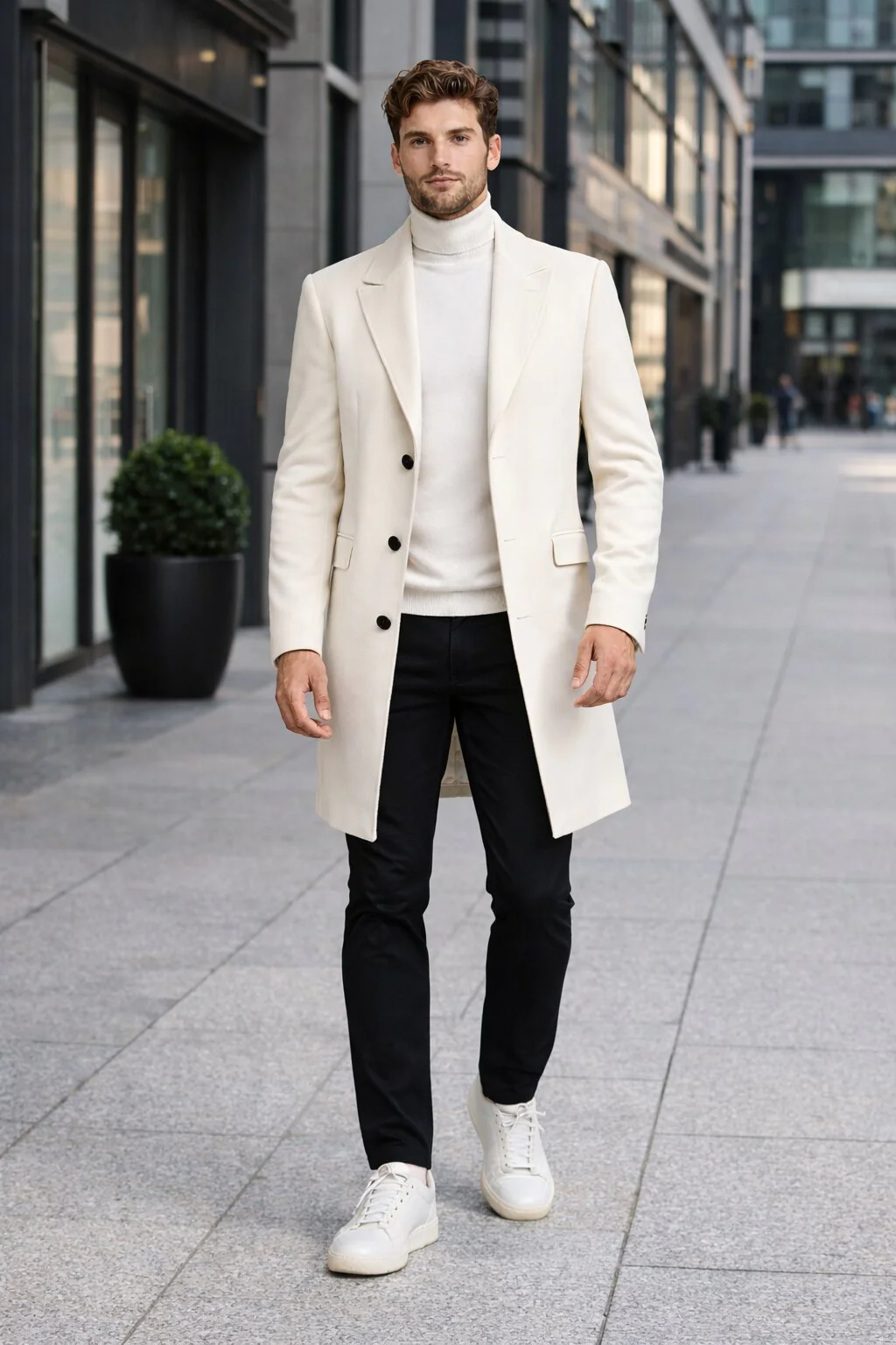 Mens White Overcoat - White Topcoat For Men - Image 6