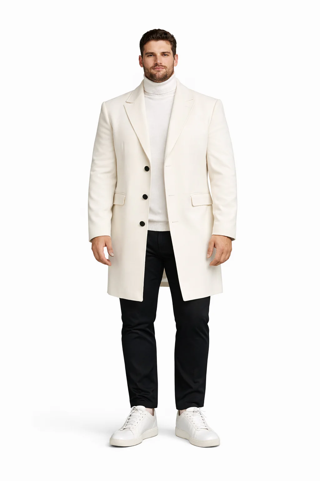 Mens White Overcoat - White Topcoat For Men - Image 8