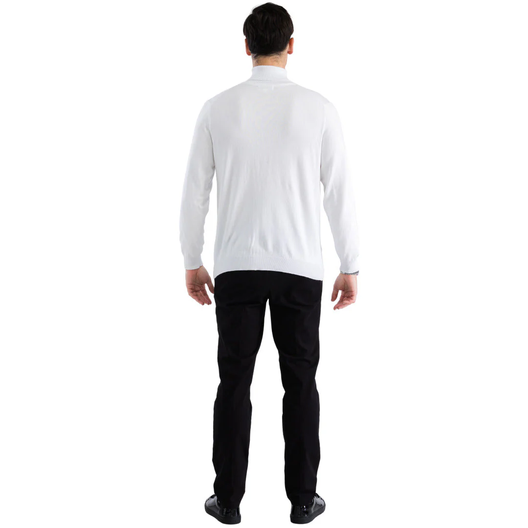 MENS WHITE PULLOVER TURTLENECK SWEATER - Image 3