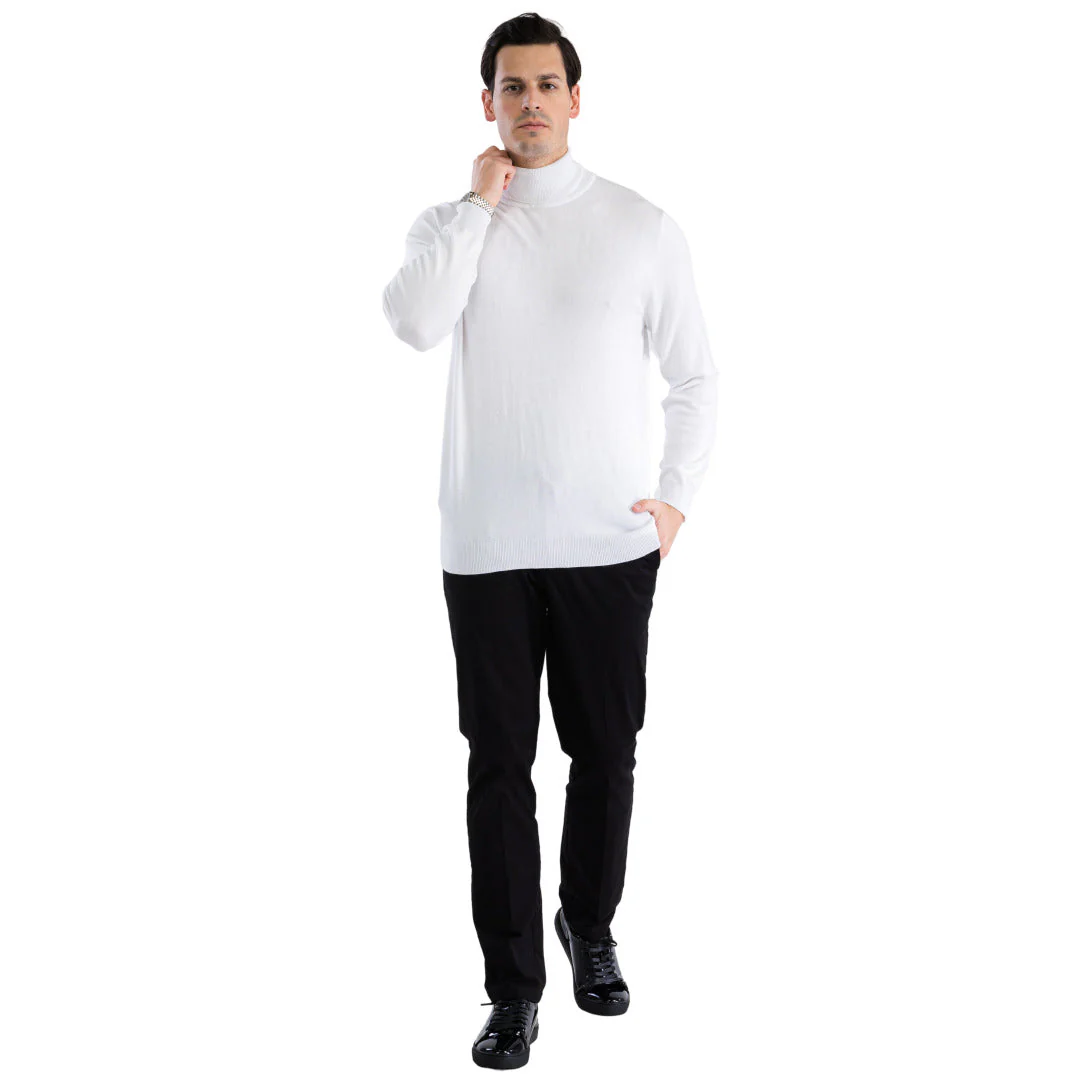 MENS WHITE PULLOVER TURTLENECK SWEATER - Image 4
