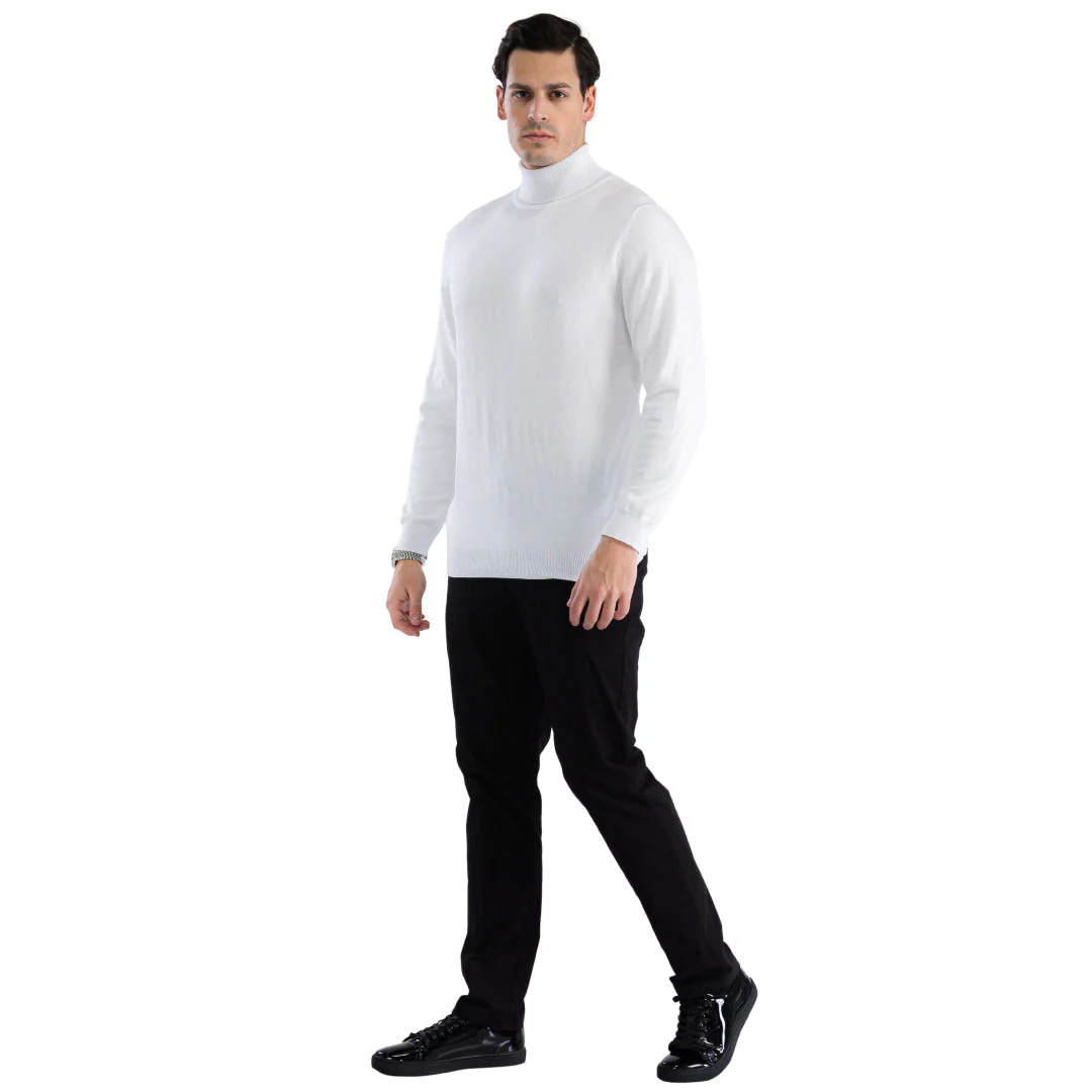 MENS WHITE PULLOVER TURTLENECK SWEATER - Image 5