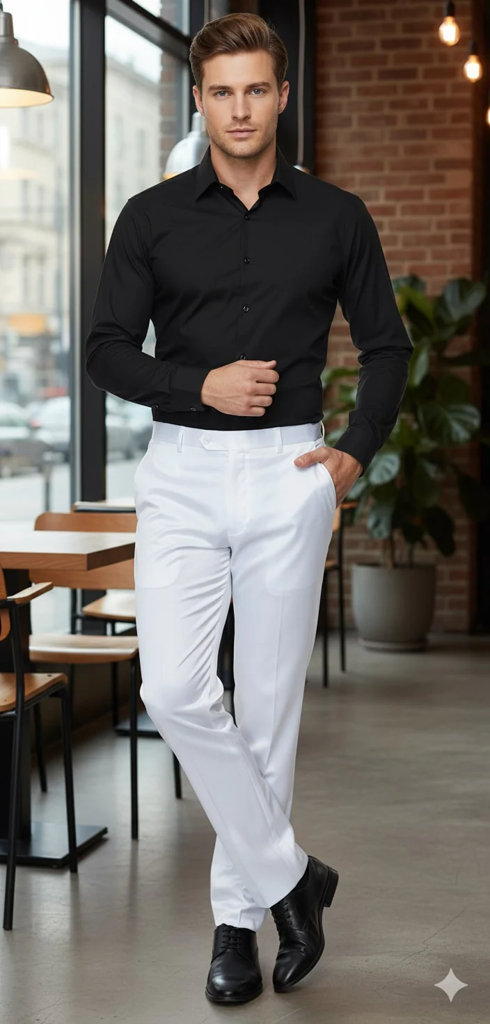 Mens White Satin Slim Fit Dress Pants – Shiny Formal Party and Wedding Trousers - Image 5