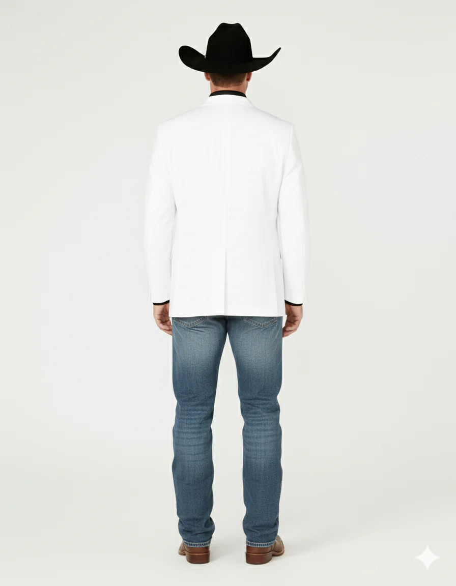 Mens White Western Blazer – Classic Cowboy Style Sport Coat for Formal - Cowboy Jacket - Image 4