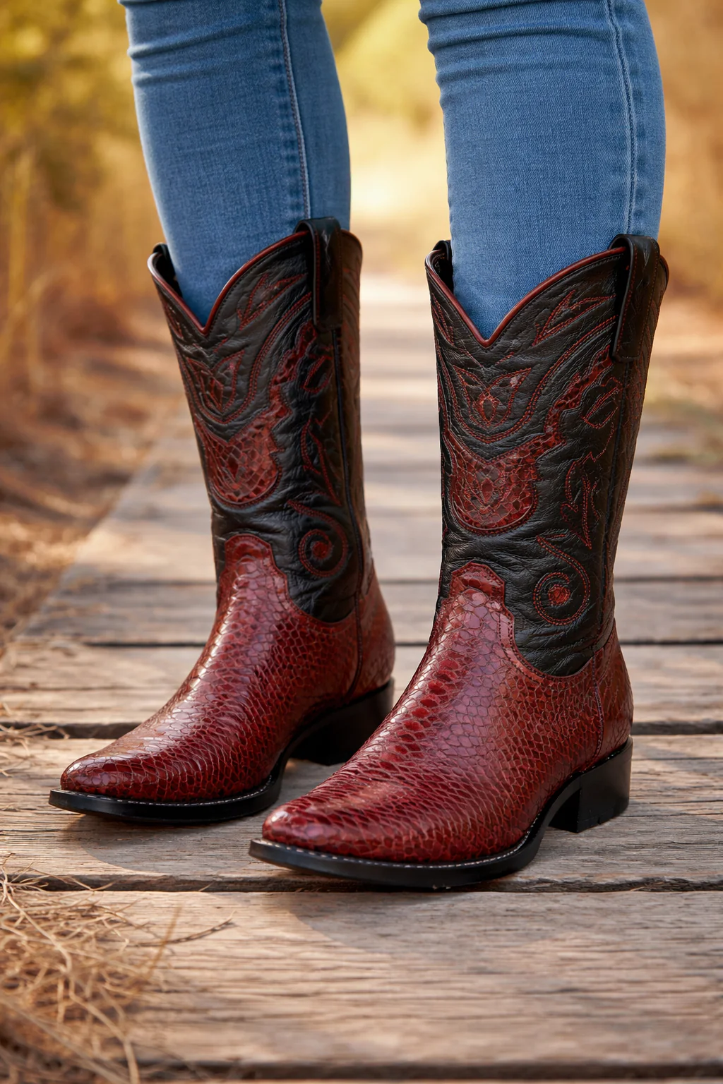 Mens Wild West Python Skin J-Toe Boots - Image 26