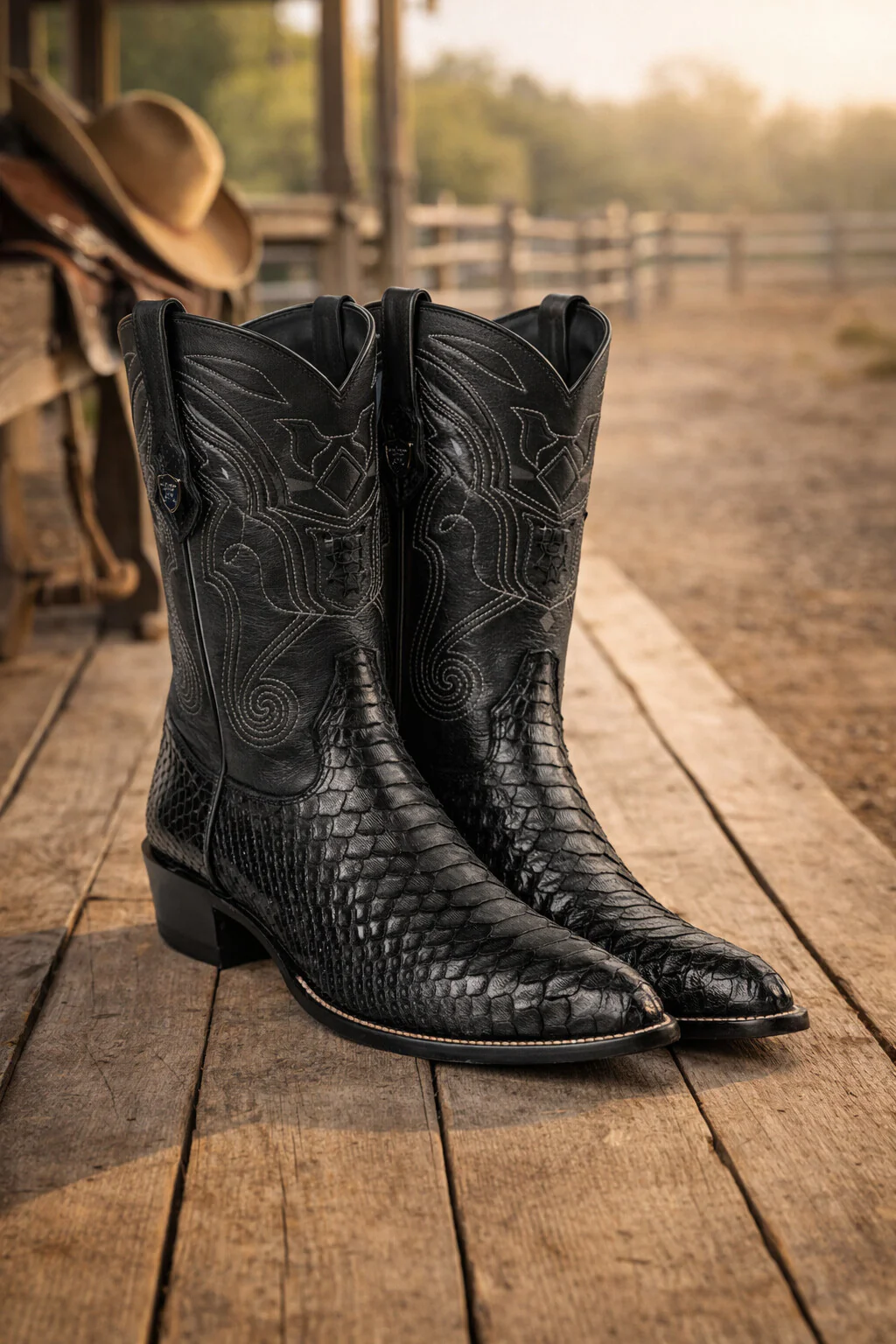 Men's Wild West Python Skin Yellow Gold J Toe Boots 29957 - Image 16