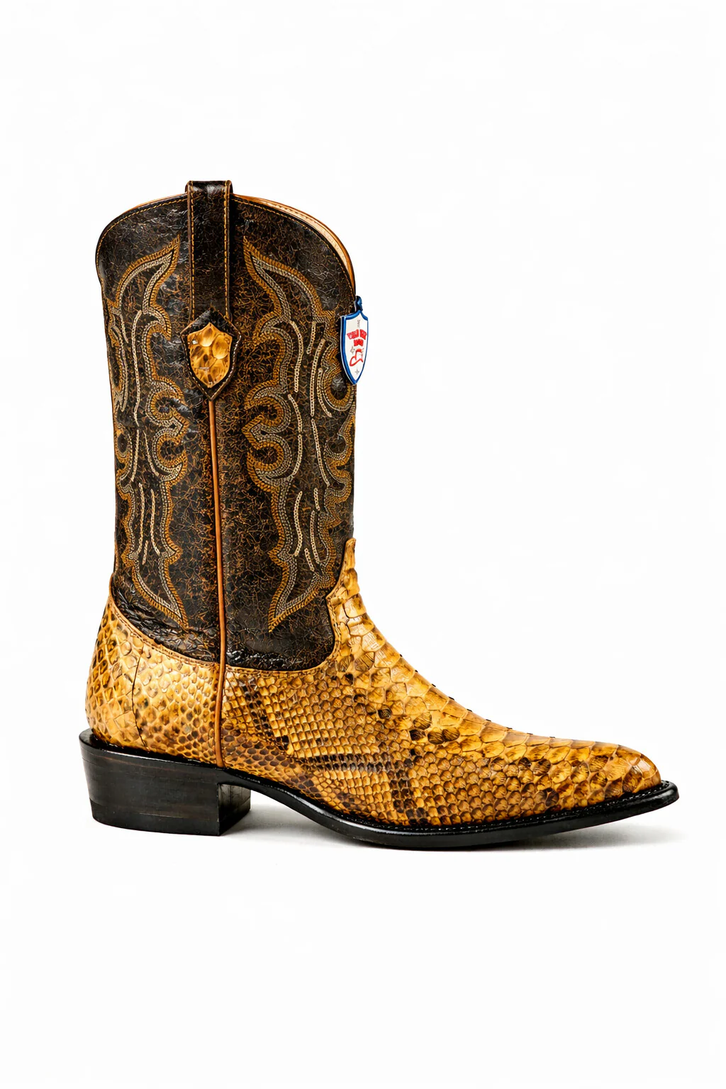 Men's Wild West Python Skin Yellow Gold J Toe Boots 29957 - Image 2