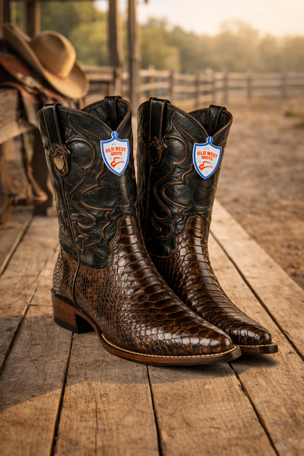 Men's Wild West Python Skin Yellow Gold J Toe Boots 29957 - Image 32