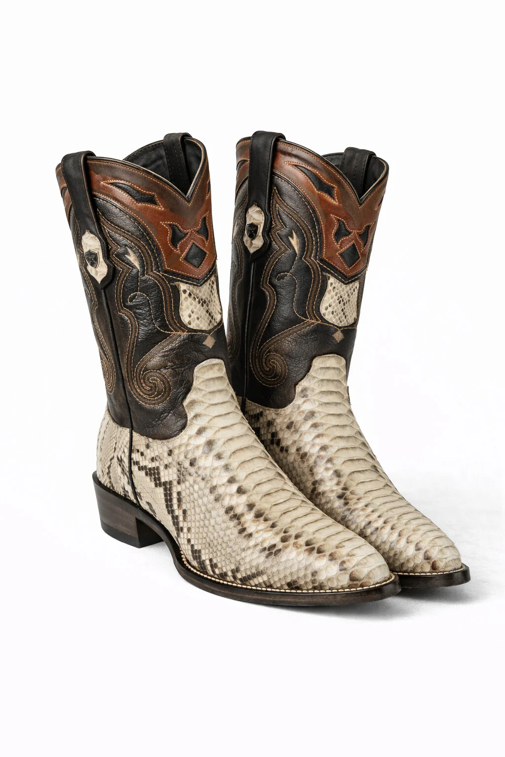 Men's Wild West Python Skin Yellow Gold J Toe Boots 29957 - Image 38