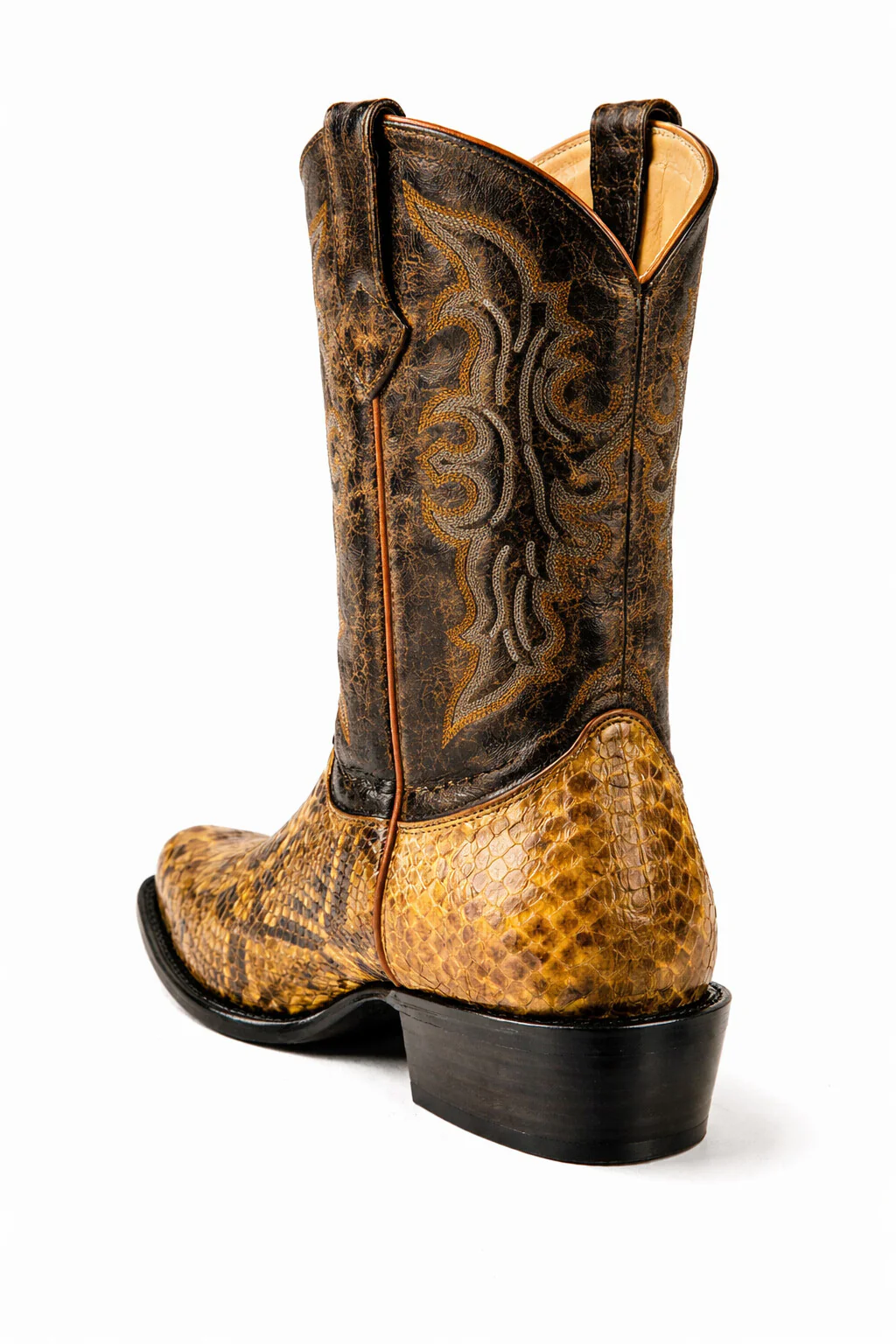 Men's Wild West Python Skin Yellow Gold J Toe Boots 29957 - Image 4
