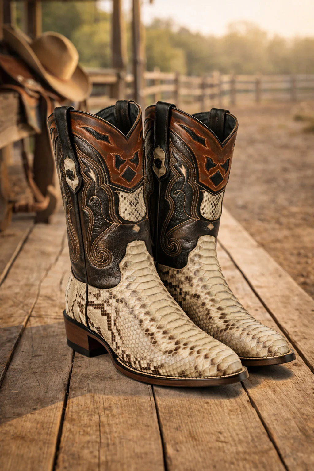 Men's Wild West Python Skin Yellow Gold J Toe Boots 29957 - Image 40