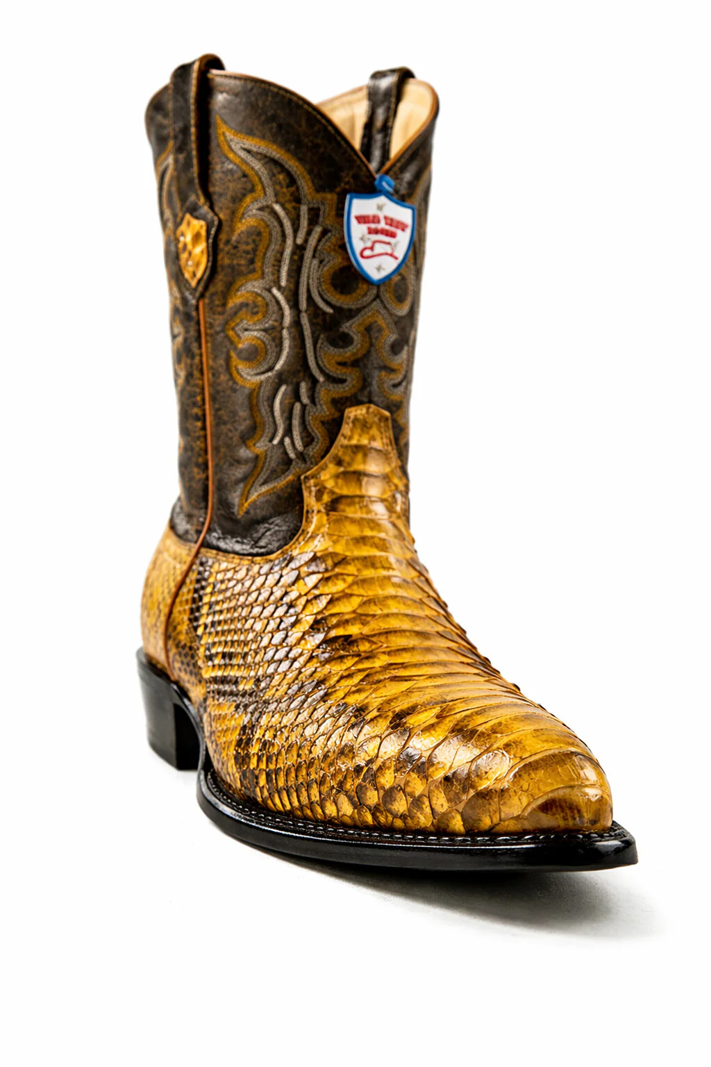 Men's Wild West Python Skin Yellow Gold J Toe Boots 29957 - Image 5