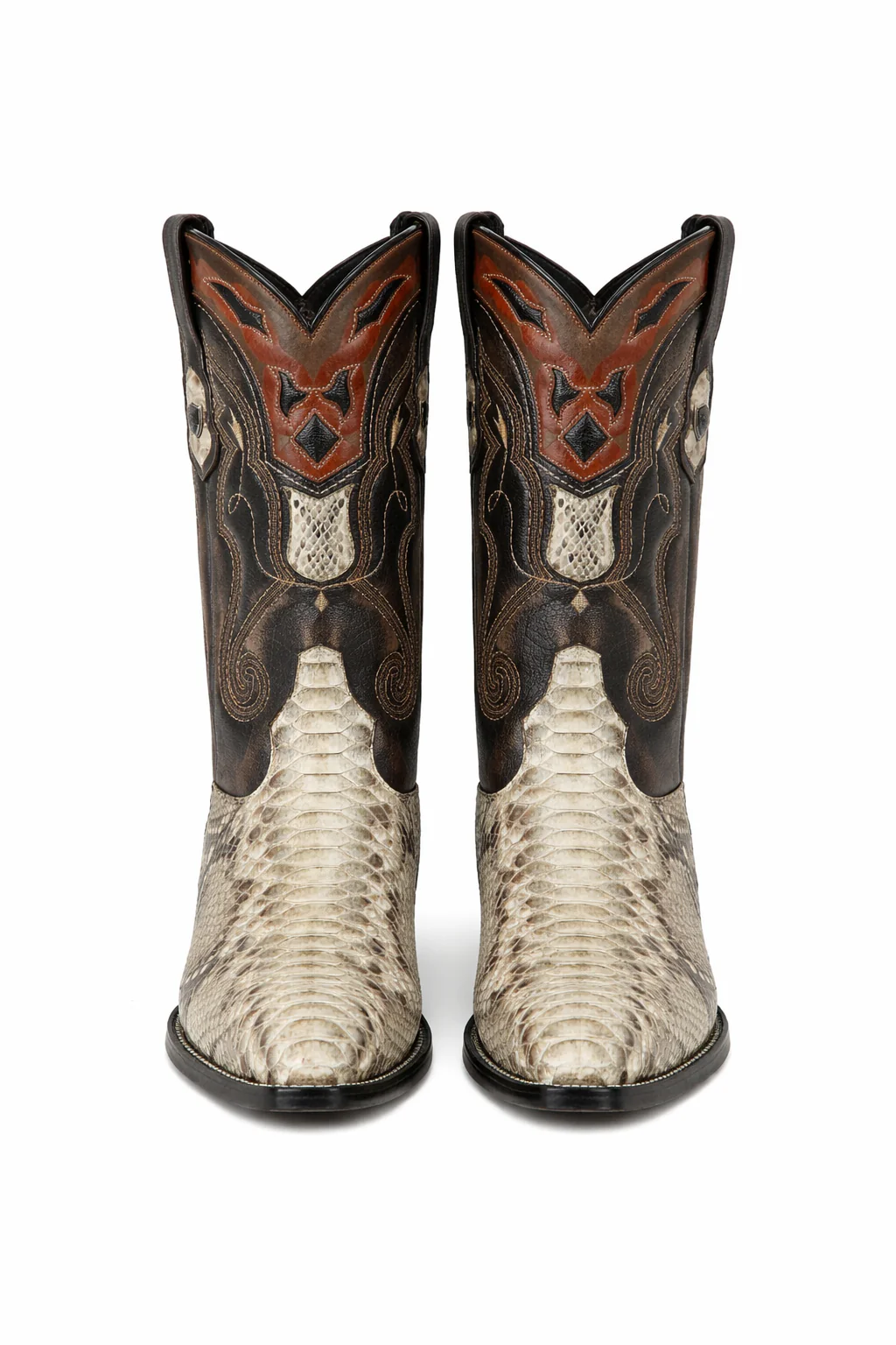 Mens Wild West Python Skin J-Toe Boots - Image 4