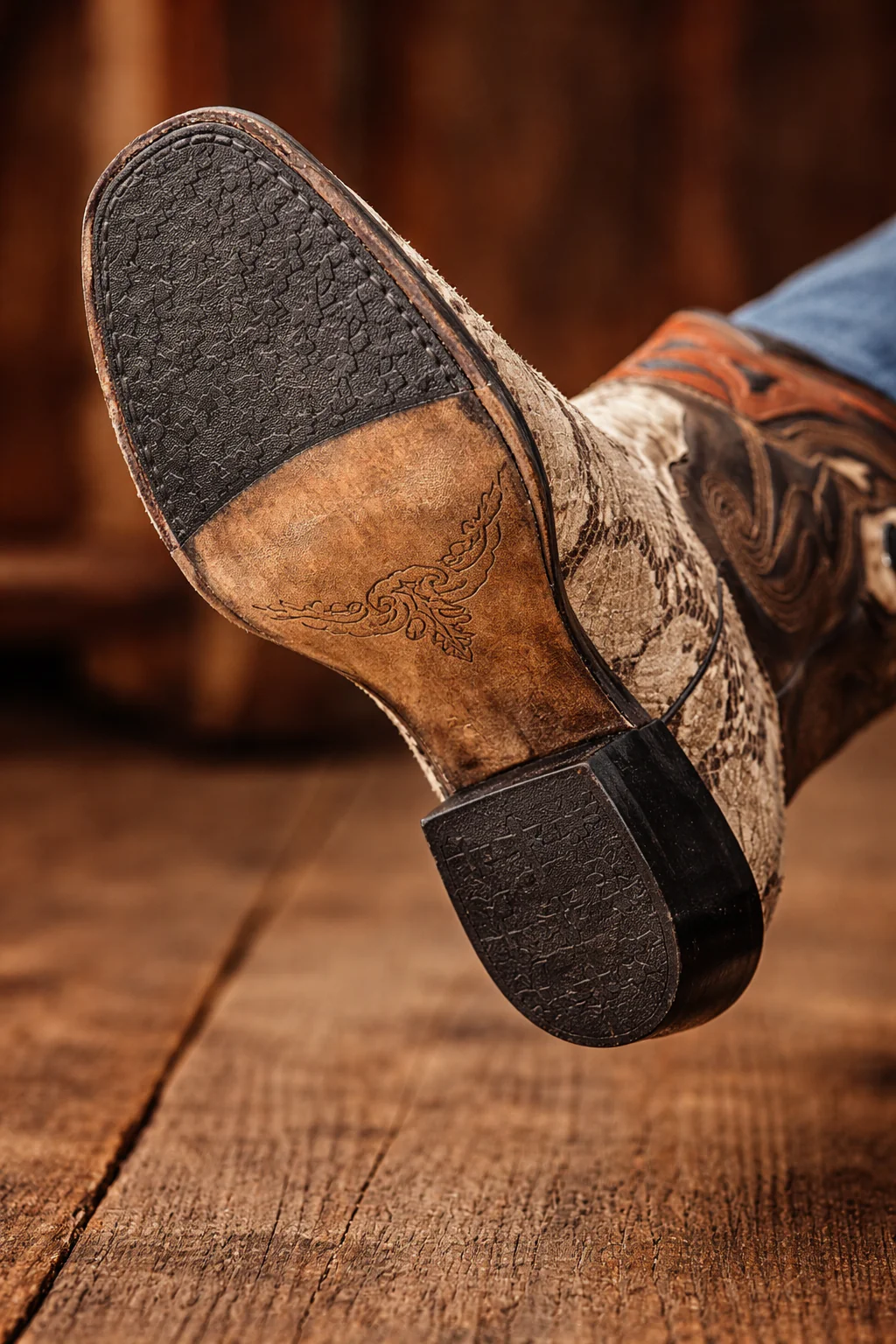 Mens Wild West Python Skin J-Toe Boots - Image 9