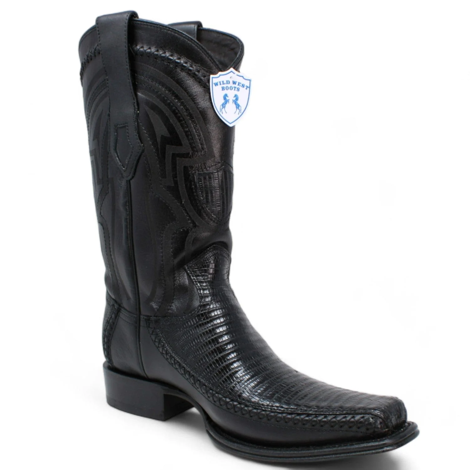 Men's Wild West Teju Lizard with Deer Skin Square Toe Boots 277LF07 - Image 2