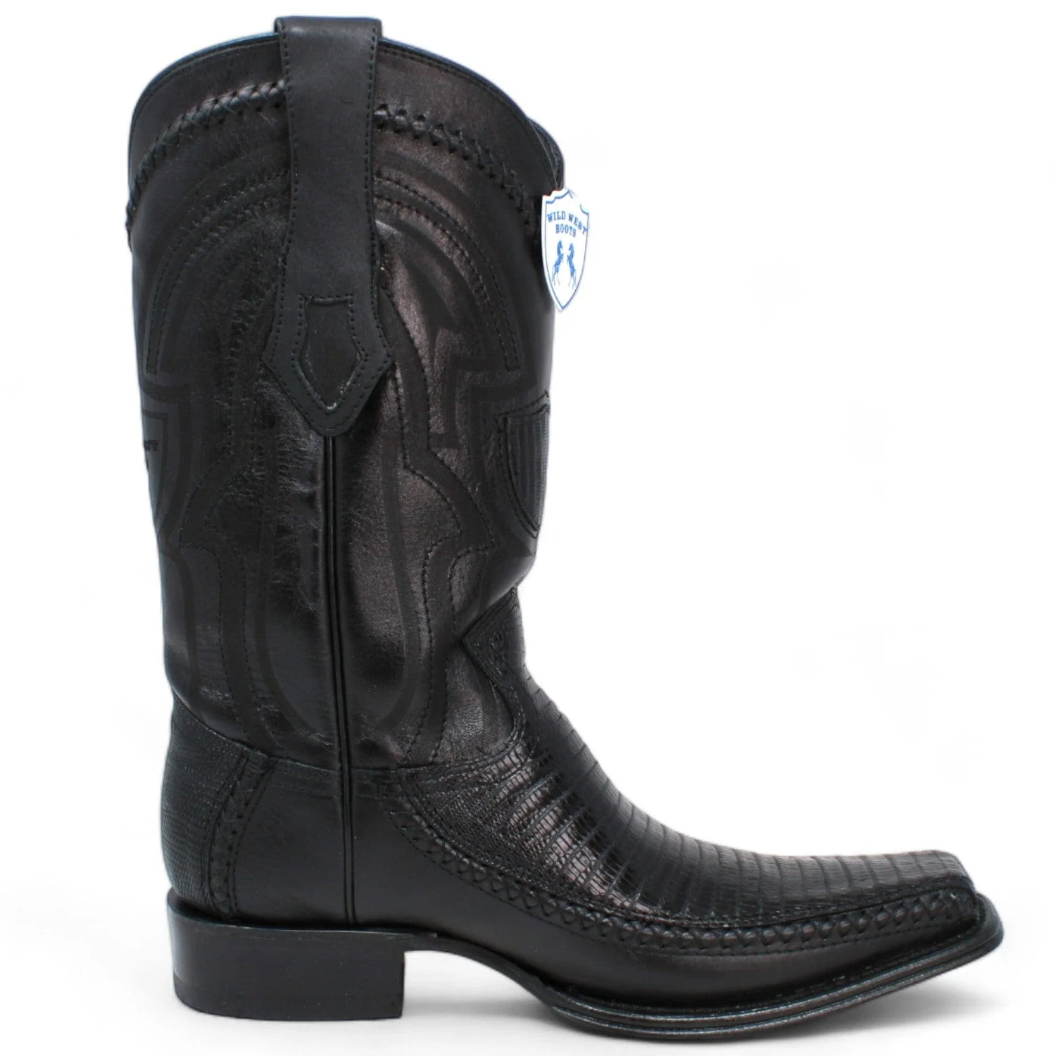 Men's Wild West Teju Lizard with Deer Skin Square Toe Boots 277LF07 - Image 4