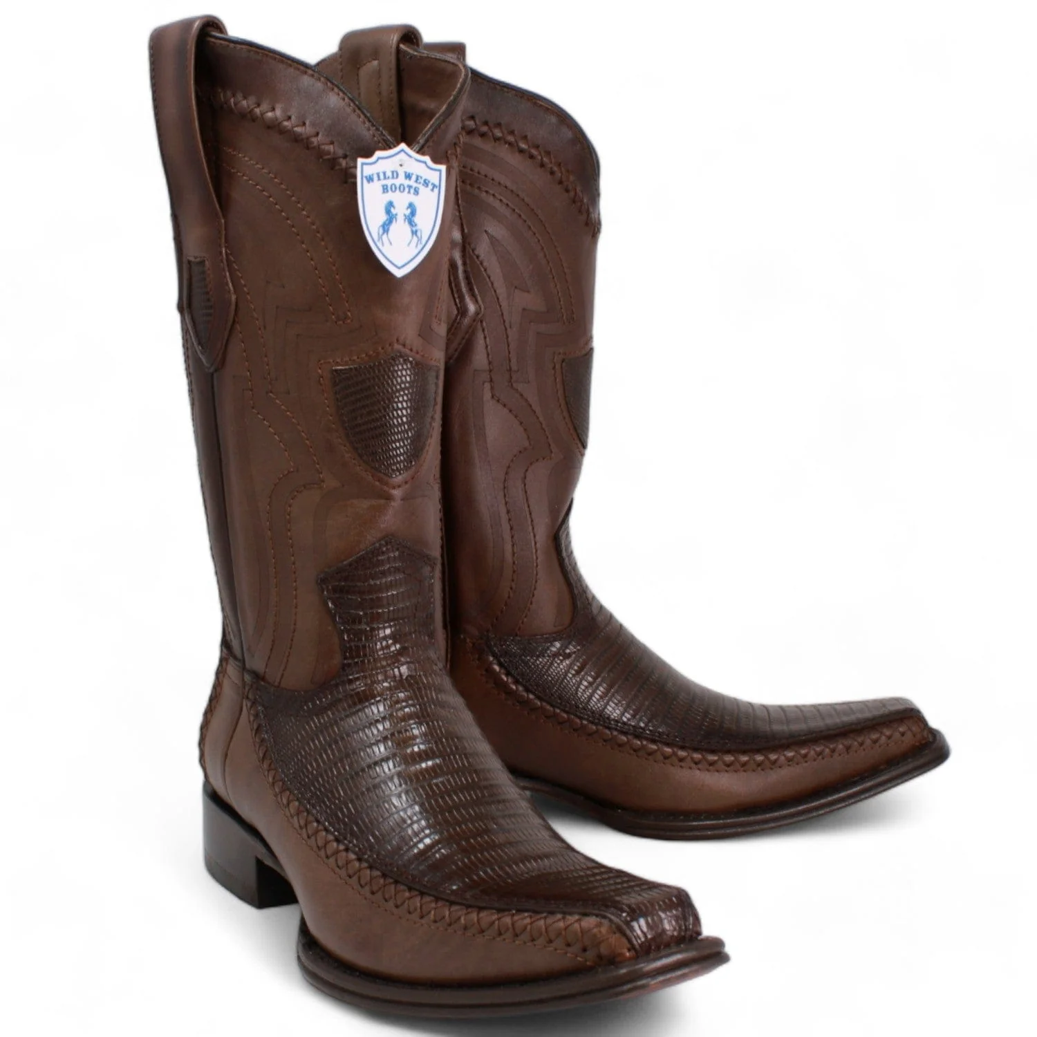 Men's Wild West Teju Lizard with Deer Skin Square Toe Boots 277LF07 - Image 6