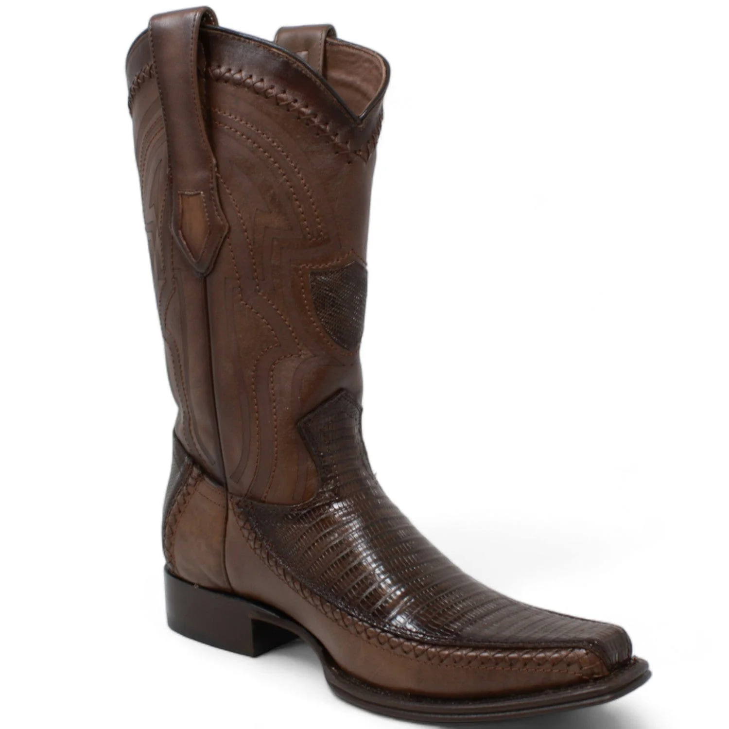 Men's Wild West Teju Lizard with Deer Skin Square Toe Boots 277LF07 - Image 7