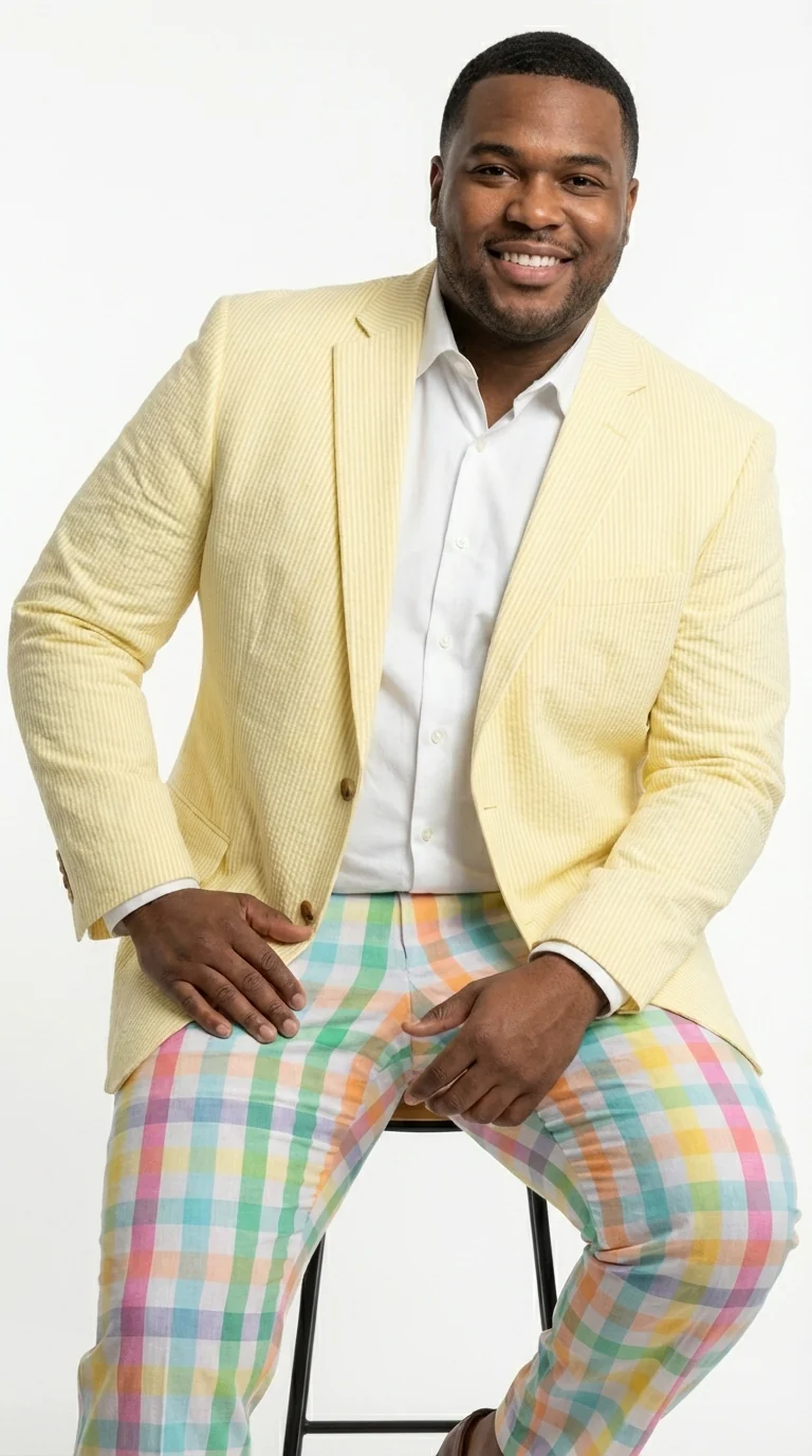 Mens Yellow Seersucker Blazer – Lightweight Summer Sport Coat Formal Casual Wedding Party Jacket - Image 11