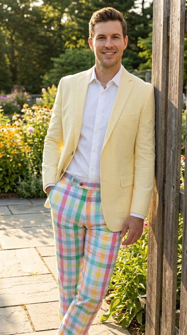 Mens Yellow Seersucker Blazer – Lightweight Summer Sport Coat Formal Casual Wedding Party Jacket - Image 12