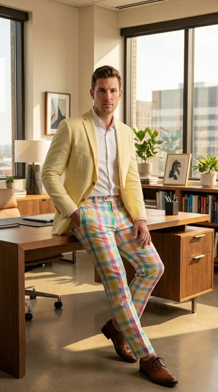 Mens Yellow Seersucker Blazer – Lightweight Summer Sport Coat Formal Casual Wedding Party Jacket - Image 7