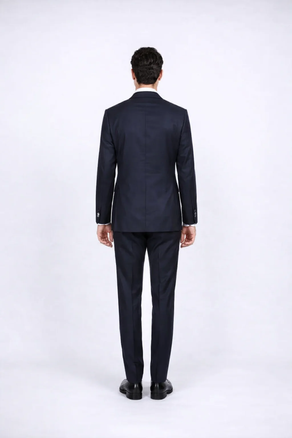 Men's Navy Blue Rossiman Rossi Slim Fit Peak Lapel Suit - Image 2