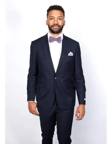 Rossiman Rossi Navy Blue Slim Fit Suit – Peak Lapel Tailored Formalwear for Men - Image 9
