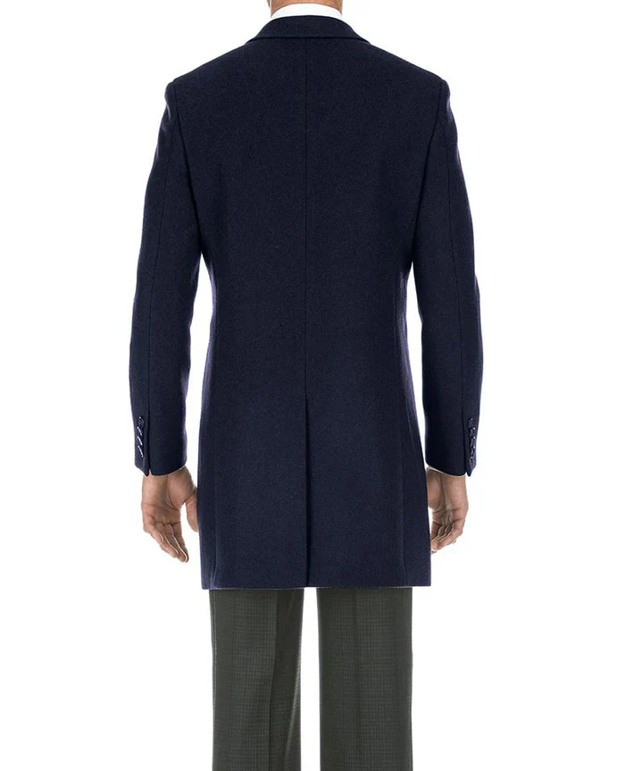 Navy Fall/Winter Essential Slim Fit Overcoat Wool Blend - Image 2