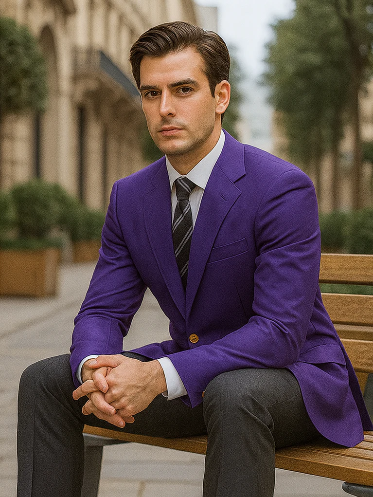 Neil Allyn Career Basics Men's Purple Blazer Jacket - Image 4