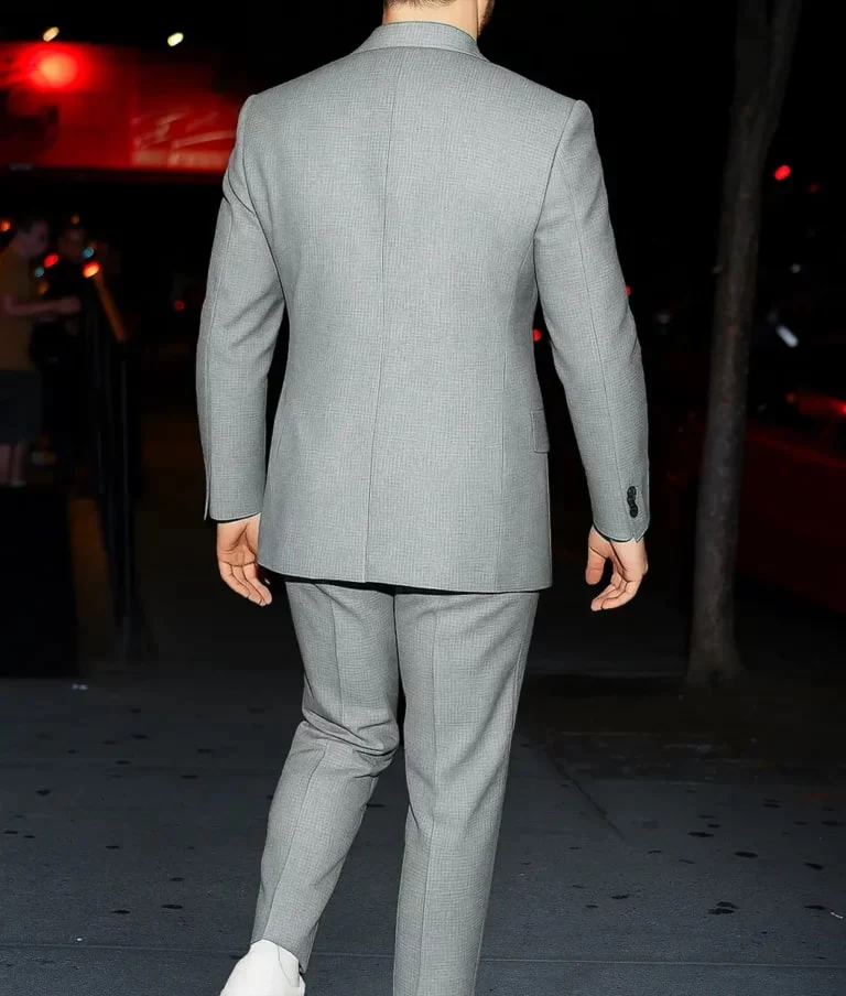 Nick Jonas Checkered Pattern Grey Suit - Image 3