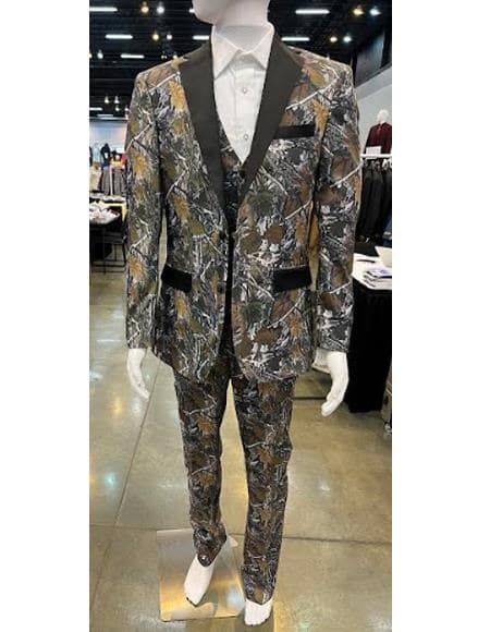 Notch Lapel Camouflage Tuxedo - Camo Wedding Suit - Image 3