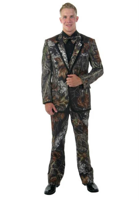 Notch Lapel Camouflage Tuxedo - Camo Wedding Suit - Image 5