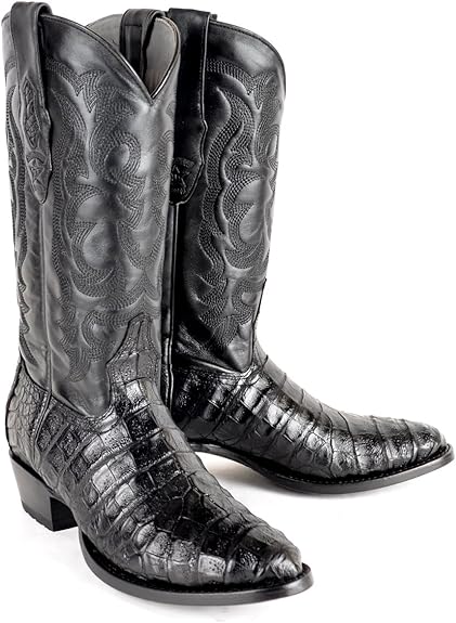 Original Black Caiman (Gator) Belly Skin Round Toe Boot - Image 3