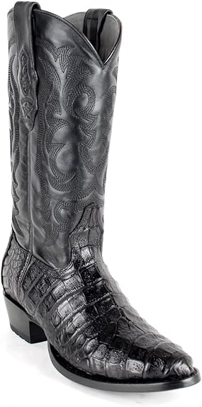 Original Black Caiman (Gator) Belly Skin Round Toe Boot - Image 7