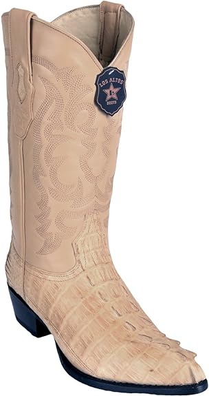 J Toe Cowboy Boots - J Toe Western Boots - Original Brown Caiman (Gator) Tail LeatherJ-Toe Boot - Image 7