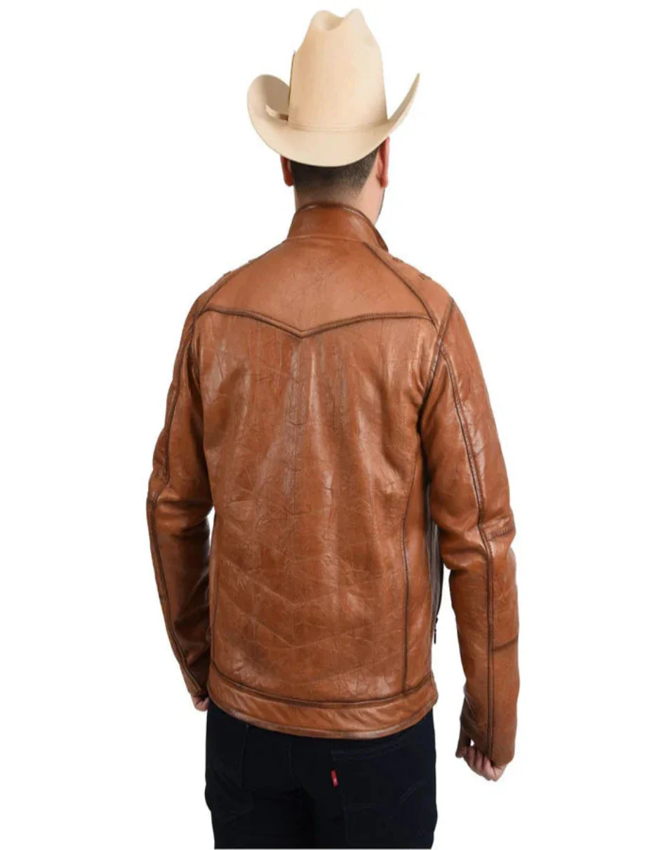 Original Fine Leather Honey Color Western Jacket - Image 3
