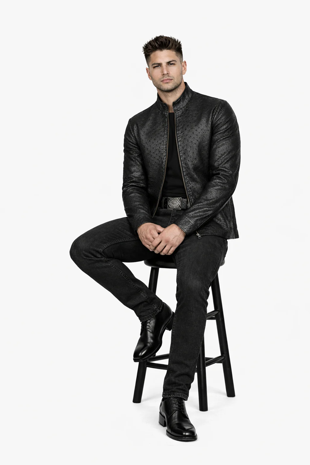 Original Fine Ostrich Leather Jacket - Image 4