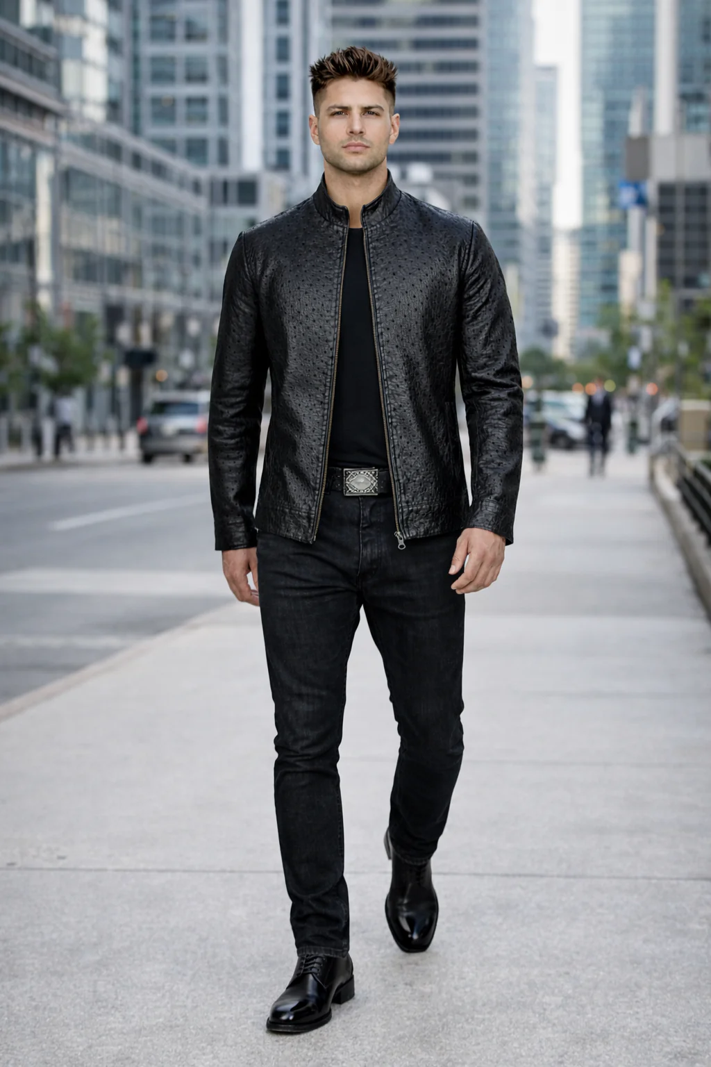 Original Fine Ostrich Leather Jacket - Image 6