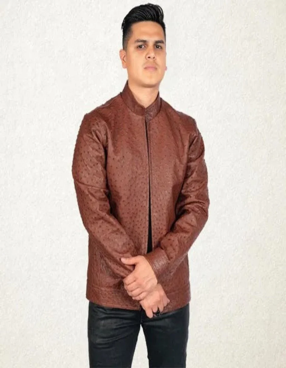 Original Fine Ostrich Leather Jacket - Image 9