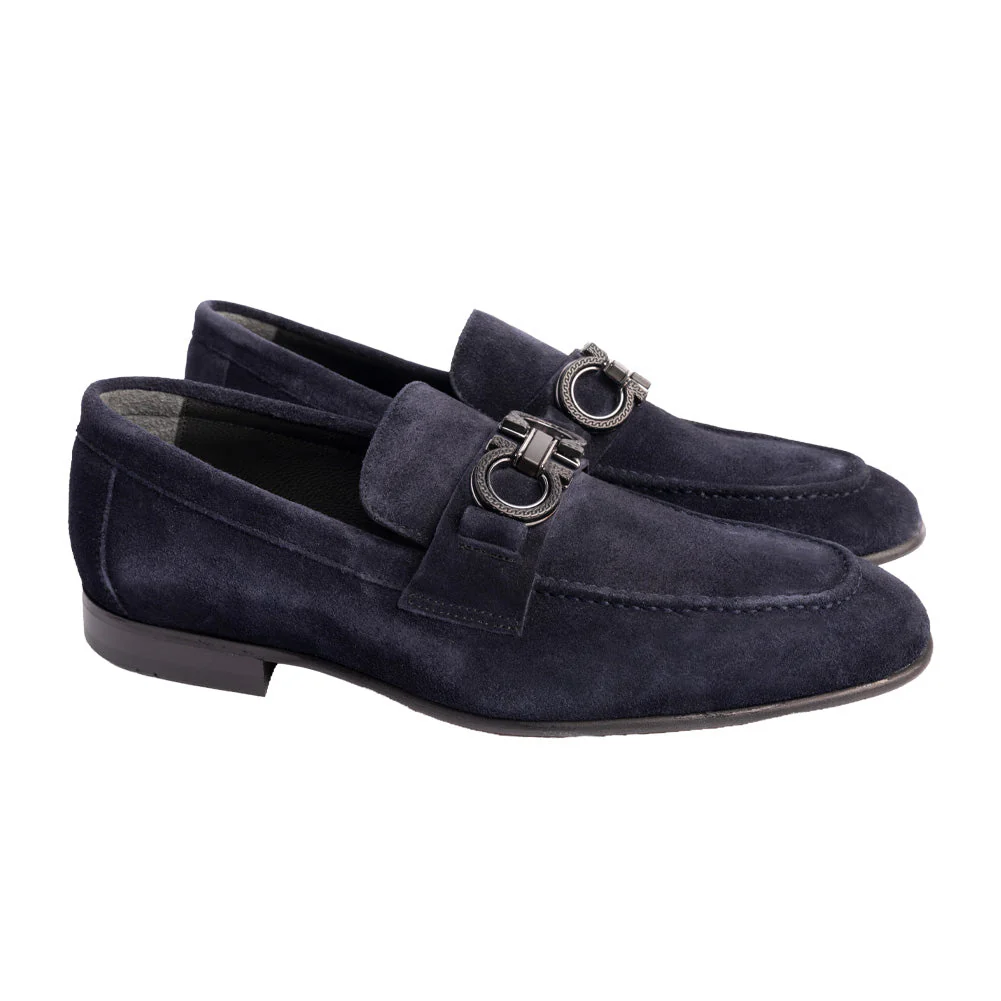 P00073 Chello- Buckle Loafer- Navy suede - Image 2