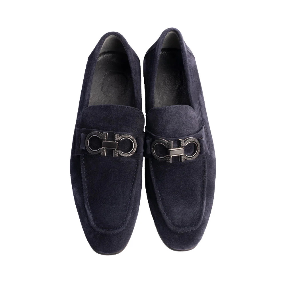 P00073 Chello- Buckle Loafer- Navy suede - Image 4