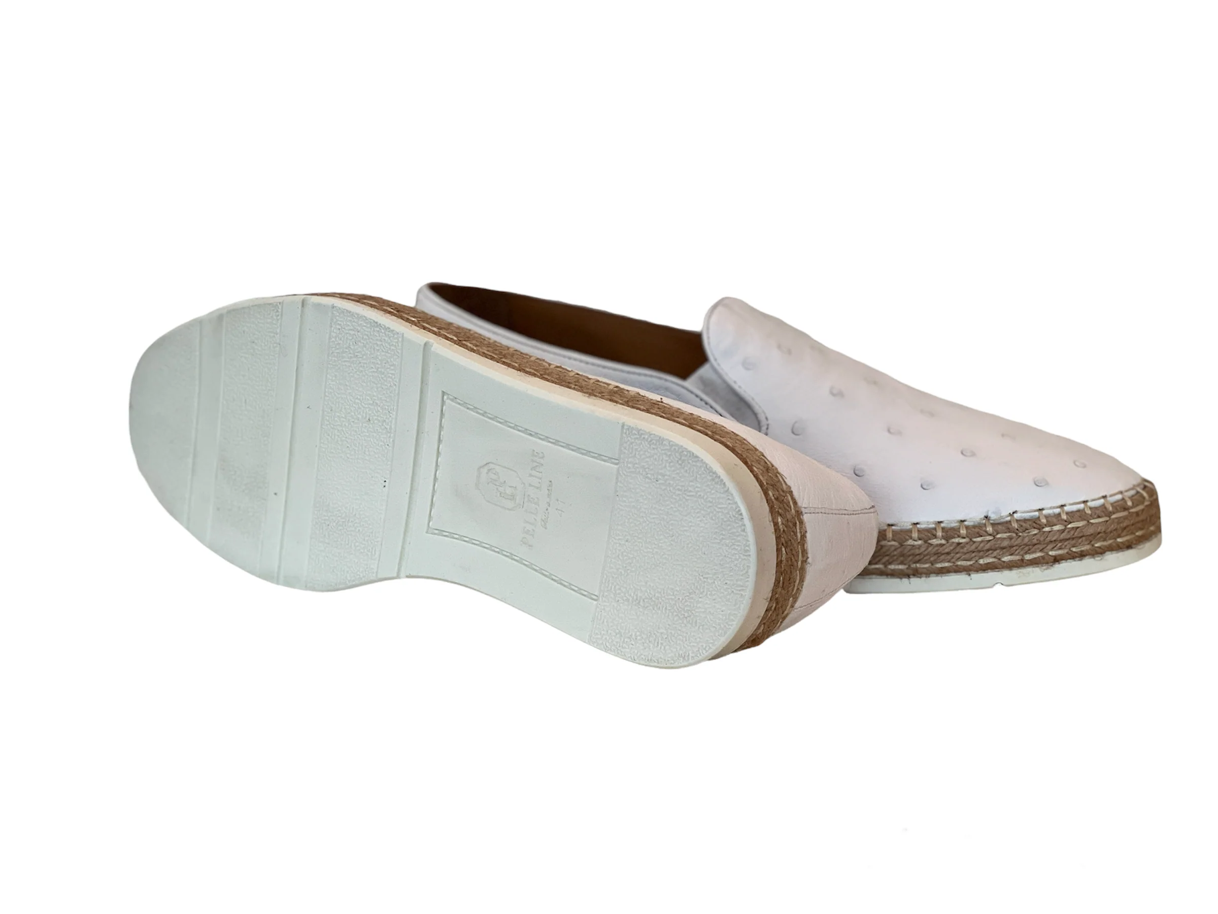 P012 San Remo Genuine Ostrich Sport Loafer- White - Image 3
